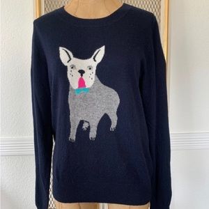 J. Crew French Bulldog Crewneck Merino Wool Blend Sweater